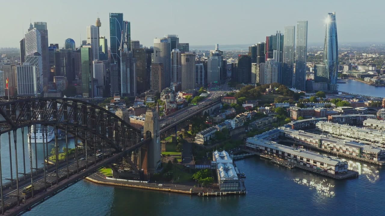 Aerial view of Sydney Harbour and the CBD
